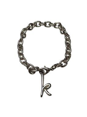 Letter K Charm Bracelet Silver Tone Chain LInk Minimalist Fashion Jewelry Women